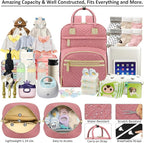Baby Diaper Bag Backpack Tote for Women Large Capacity with Insulated Pockets Multifunctional Waterproof Diaper Bags For Baby Girl Boy Mama Maternity Travel Bag Pink