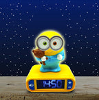 LEXiBOOK - Minions - Bob Digital Alarm Clock with Night Light - Snooze Function - Minions Sound Effects - for Children/Kids - Luminous Clock with Bob, Yellow/Blue - RL800DES