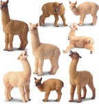 Toymany 8PCS Realistic Alpaca Figurines Llama Figures - Plastic Forest Jungle Animal Figurines, Christmas Birthday Toy Gift for Kids Boys Girls