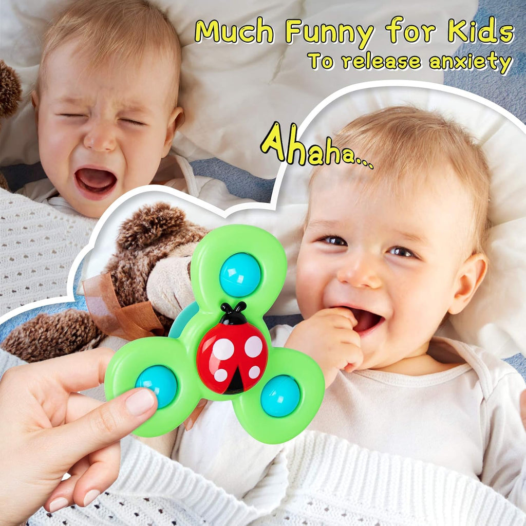Airplane Travel Toys for Toddlers 1-3: Suction Cup Spinner Toys for 1 Year Old Boy Girl Birthday Gift - Sensory Spinning Baby Bath Toys 6-12-18 Months