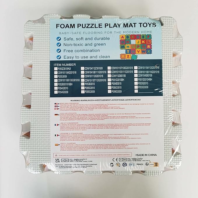 qqpp EVA Rubber 18 Tiles Interlocking Puzzle Foam Floor Mats - Baby Play Mat for Playing | Exercise Mat for Home Workout. Blue. QC-Gb18N