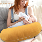 Hooyax Muslin Nursing Pillow Covers 2 Pack, Soft and Breathable Nursing Covers for Breastfeeding Pillows, Adorable Infant Feeding Pillow Slipcover for Baby Boy and Girls (Blue Ginger)