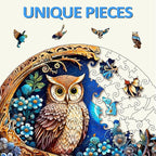 masseruon Owl Jigsaw Puzzles for Adults, 300 Piece Puzzles for Adults-Moonlight Owl(L, 13.4x13.4in), Unique Round Jigsaw Puzzles, Beautiful Animal Shaped Puzzles, Christmas Family Game Birthday Gift