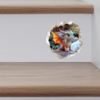 Baby Dragon 3D Wall Decal – Cute Fantasy Sticker with Torn Wall Effect – 4.7W x 4.5H inches