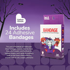BioSwiss Bandages, Halloween Ghouls Shaped Self Adhesive Bandage, Latex Free Sterile Wound Care, Fun First Aid Kit Supplies for Kids and Adults, 24 Count