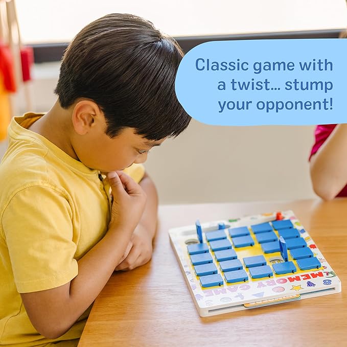 Melissa & Doug Flip to Win Travel Memory Game - Wooden Game Board, 7 Double-Sided Cards Road Trip Essentials for Kids, Hangman for Kids, Memory Toy for Toddlers and 5+