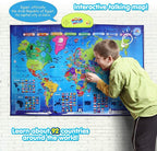 BEST LEARNING i-Poster My World Interactive Map - Educational Talking Toy for Kids of Ages 5 to 12 Years Old