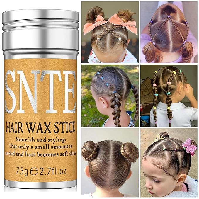 Hair Wax Stick & Styling Accessories - Smooths Flyaways for Kids & Women, 1000 Elastic Hair Ties, 1 Slick Back Hair Brush, 2 Hair Loop Styling Tools - Creates Ponytails & Braids for Teen Girls Gifts