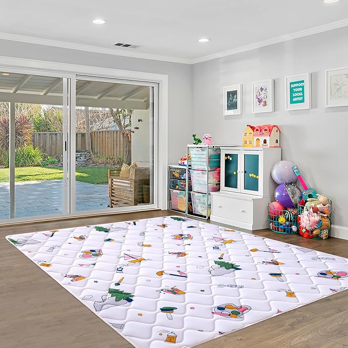Baby Play Mat - 79" X 71",Premium Thicker Foam One-Piece Crawling Mat, Machine Washable, Extra Large Anti-Slip Activity Playmat for Babies, Toddlers & Infants