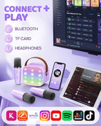 YLL Mini Karaoke Machine for Kids Adults: Portable Loud Speaker with 3 Wireless Microphones -Most Popular Birthday Party Gifts for Girls Boys 3, 4, 5, 6, 7, 8, 9, 10,11+ Year Old Toys (Purple-3 Mics)