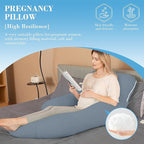 Cute Castle Cooling Cover Pregnancy Pillows, Soft U-Shape Maternity Pillow with Removable Cover - Full Body Pillows for Adults Sleeping - Pregnancy Must Haves - Jumbo 57 Inch - Grey