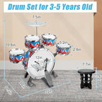 Toddler Drum Set Kids Jazz Drum Kit with Stool Musical Instruments Toys Birthday Chirstmas Easter Gifts for Boys Girls Aged 3 4 5 Year Old