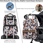 Diaper Bag Backpack Tote for Women Large Capacity, Multifunctional Waterproof Baby Bag with Insulated Pockets For Baby Girl Boy Mama, Maternity Bag Floral Painting