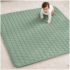 Comfy Cubs Square Kids Play Mat - 56 x 56 inches Soft Quilted Baby Floor Mat with Non-Slip Bottom - Plush Design for Toddlers' Playtime and Relaxation - Comfortable and Durable - Fern