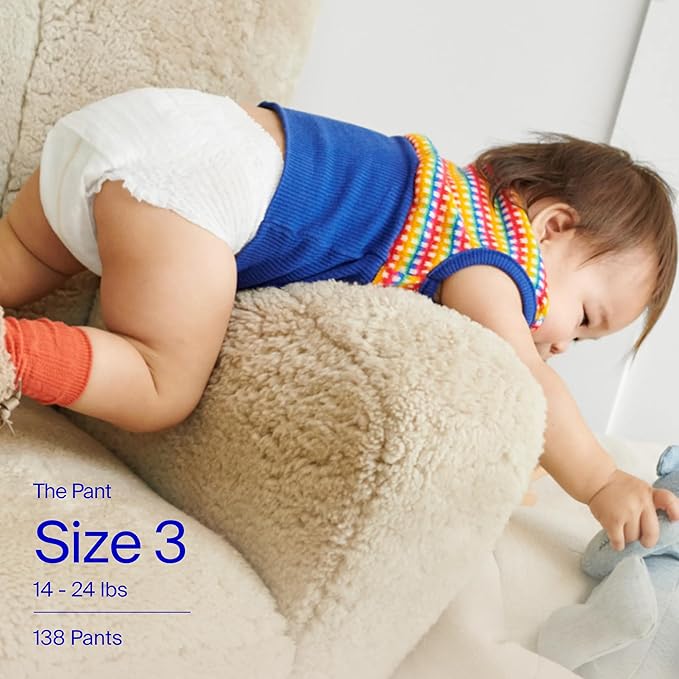 Coterie The Pant, Size 3, Pull Up Style Diapers for Sensitive Skin, Hypoallergenic, Super Absorbent Overnight Leak Protection, 12/24 M (14-24 lbs) 144 Count