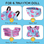 Clothes for 6.7in/17cm Doll, Set of 4 Cute Doll Accessories Includes Doll Hat+T-Shirt+Bib Pants+Shoes Set Premium Fashion Outfit for Collectors Unique Gift (Style D2)