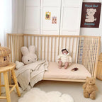 BuLuTu 2 Pack Muslin Crib Sheets for 52"x28" Standard Crib Mattress, Cute Rabbit Print Fitted Crib Sheets for Boys Girls Toddlers, Boho Neutral Soft Cotton Baby Sheets, Beige & Forest