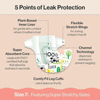 The Honest Company Clean Conscious Diapers for Delicate Skin | Up to 100% Leakproof | Hypoallergenic, Fragrance Free | Gender Neutral | Club Box, Size 7 (41+ lbs), 32 Count (Prints May Vary)