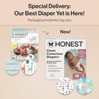 The Honest Company Clean Conscious Diapers for Delicate Skin | Up to 100% Leakproof | Hypoallergenic, Fragrance Free | Gender Neutral | Club Box, Size 1 (8-14 lbs), 78 Count (Prints May Vary)