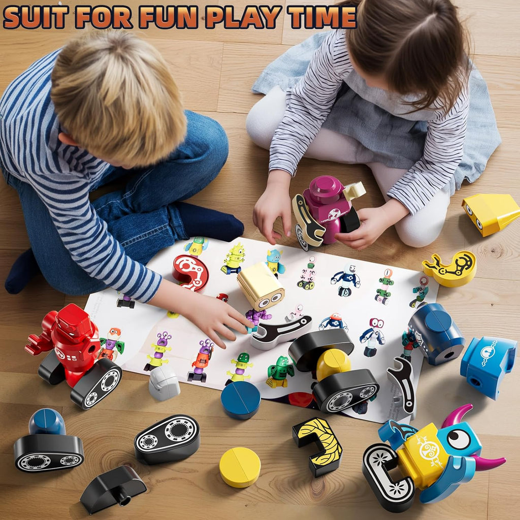 Magnets Robot Building Toys for Kids Ages 3-5 4-8 - 36 PCS Monsters Toys Robot Stacking Building Blocks Set with Storage Box, Creative Learning Christmas and Birthday Gifts for Boys Girls 2-4