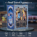 CUTEBEE Book Nook Kit - DIY Miniature House Dollhouse Kit for Adults and Teens, Booknook Tiny House Bookshelf Decor 3D Wooden Puzzle, Gifts for Family Friends (Soul Travel Agency)