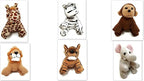 Suede Jungle/Zoo Animals, Assorted Suede Plush Jungle Animals (12 Piece Set)