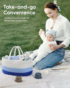 Maliton Baby Diaper Caddy Organizer, Cotton Rope Diaper Caddy Basket, Large Storage Basket for Newborn Boys and Girls, Gift for Baby Shower List, Newborn Essentials