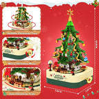 SpringFlower 594 PCS Christmas Tree Building Block Set, Rotating Music Box Christmas Building Block Tree for Boys Girls Adults, Xmas Gifts Decorations for Kids Adults Teens,Green