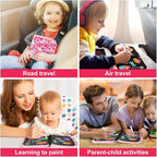 Erasable Doodle Set for Kids - Magic Drawing Book with 12 Watercolor Pens, 14 Pages - Road Trip Car Game Writing Painting Set for Boys and Girls (Rabbit)