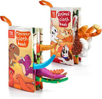 TUMAMA TK 2PCS Baby Books 0-6 Months, Soft Cloth Books for Babies Infants Toddler, Touch and Feel Crinkle Cloth Books 6 to 12 Months, Early Development Interactive Toys Gifts for Boys Girls