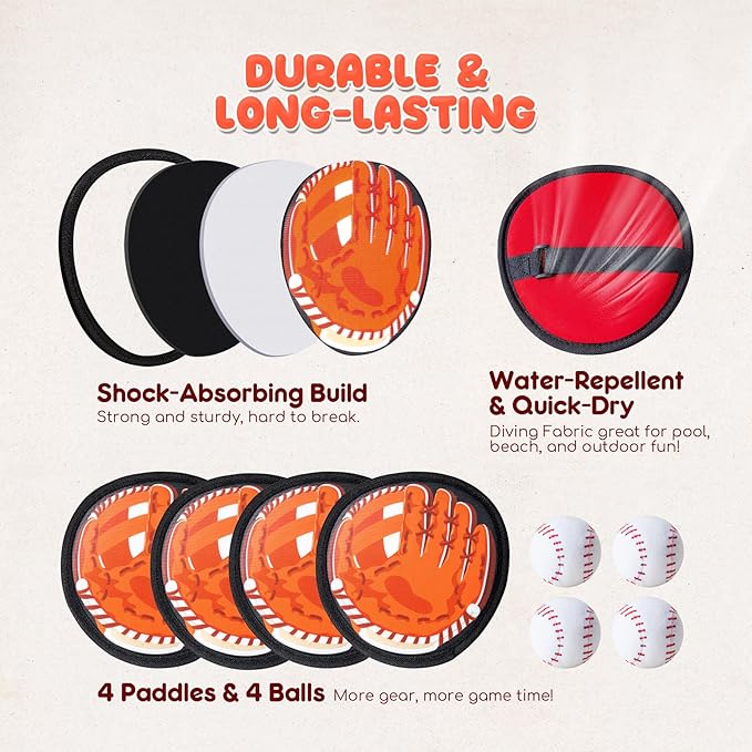 Toss and Catch Ball Set - Ultra Soft & Safe Toddler Baseball Gloves Designed for Pain-Free - Kids Games Toys Indoor Outdoor - Great for Yard Beach Pool - Gift for Boys Girls 2-4 5-7 8-10 Years