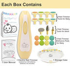 Baby Nail Trimmer 21 in 1, Usage Labeled Case & 13 Extra Replacement Tools, Royal Angels Baby Electric Nail File, Baby Nail Care, Nail Clipper Newborn Toddler Toes & Fingernails Nail Kit (Yellow)