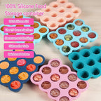 Baby Food Storage 12 x 1.5OZ Silicone Freezer Tray with Lid, Food Grade Silicone Containers for Purees & Vegetables Pink