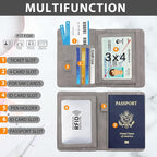 Melsbrinna RFID Passport Holder for Travel, Unisex Adults, Grey, PU Leather, RFID Protected, Passport Cover