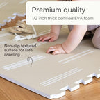 Lillefolk Baby Play Mat for Floor – 4x6ft Old White| Soft Non Toxic Premium EVA Foam Tiles for Tummy Time, Crawling & Playroom – Waterproof Interlocking Floor Mat for Babies & Toddlers (6 Tiles)