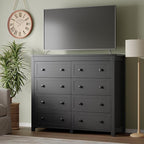Tall 8-Drawer Dresser, Modern Wooden Storage Chest of Drawers, Dresser TV Stand, Wood Drawer Organizer with Metal Handles for Bedroom, Living Room, Hallway