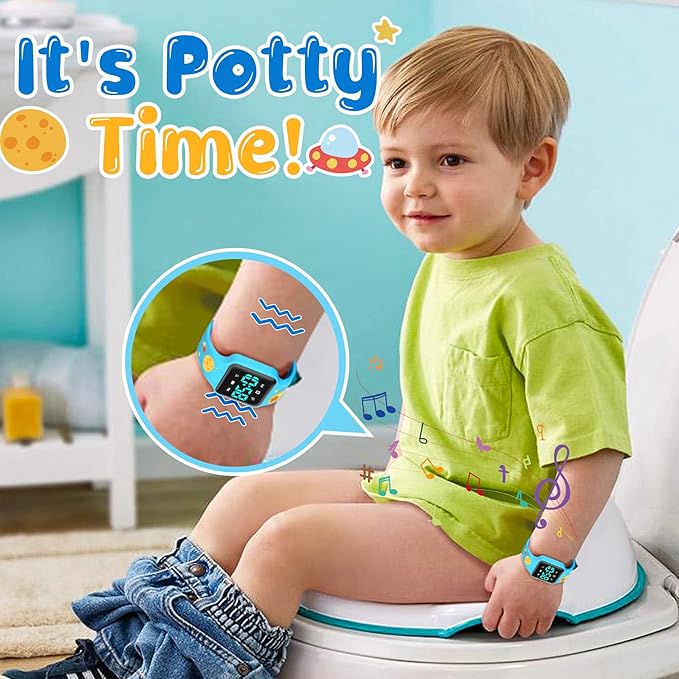 Potty Training Watch for Toddlers & Kids with Countdown, Flashing Lights, Fun Music or Vibration Alerts - Waterproof Interactive Toilet Training Reminder for Boys & Girls Ages 2-9
