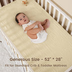 david's kids Muslin Crib Sheets for Boys Girls, 2 Pack 100% Cotton Soft Breathable Fitted Baby Sheet Set, 28x52 Inch Fits Standard Crib and Toddler Mattresses, Beige & Grey