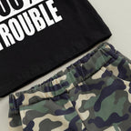 wdehow Toddler Kids Baby Boy Summer Clothes Sets 1T 2T 3T 4T 5T Letter Print Short Sleeve Tops Camouflage Shorts Outfits