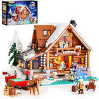Aurora-Cabin Christmas Lighting-Building-Bricks Set - 2425 Pcs Retro House Winter Lodge LED Light Construction Building Christmas Village Model Set for Adults and Families