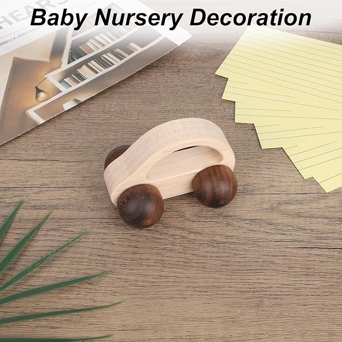 BOXOB Wooden Toys Cars, VehicleToy for Fine Motor Skill Development Wood Baby Push Race Car for Kids Toddlers Baby Boy Girl Birthday Nursery Decor Gift (Color 2)