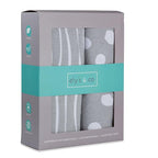 Crib Sheet Set | Toddler Sheet Set 2 Pack 100% Jersey Cotton Grey and White Abstract Stripes and Dots by Ely's & Co