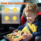 Busy Board Montessori Toys for Toddler, Wooden Sensory Board Switch Toy with Color-Changing LED Light Up Travel Toys Educational Plane Travel Activity for 1-6 Year Old Girls & Boys Gifts