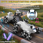 Remote Control Robot Dog Toy 2.4GHz 8WD All-Terrain Gesture Sensing Stunt RC Cars RTR Climbing Robot Dogs with Music Light Eyes 2 Rechargeable Batteries for 8-12 Boys Girl Kids