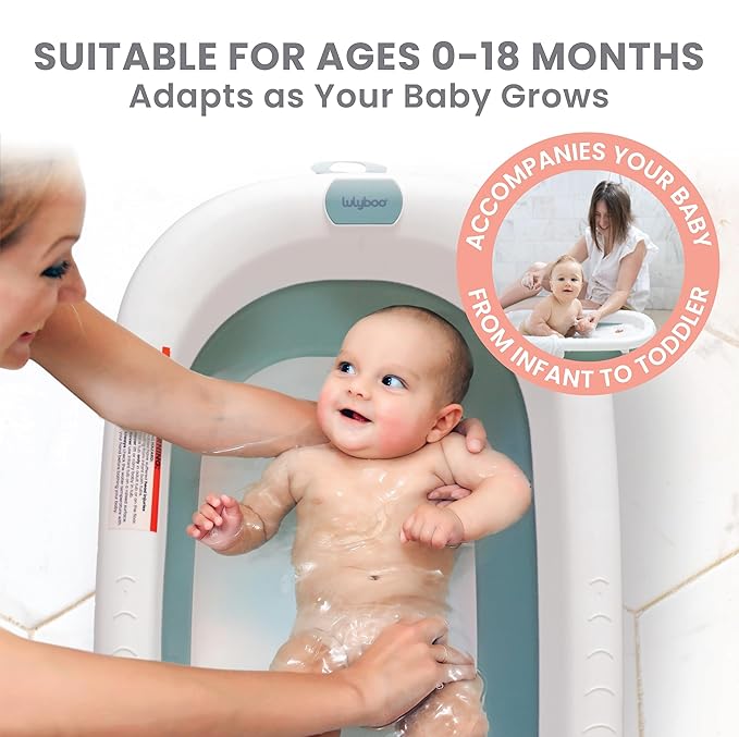 Lulyboo Collapsible Baby Bathtub - Lightweight Newborn Bathtub - Easy to Store Baby Tub for 0 to 12 Months - Foldable Toddler Infant Bath tub - Sensitive Plug Water Temperature - Baby Registry Search