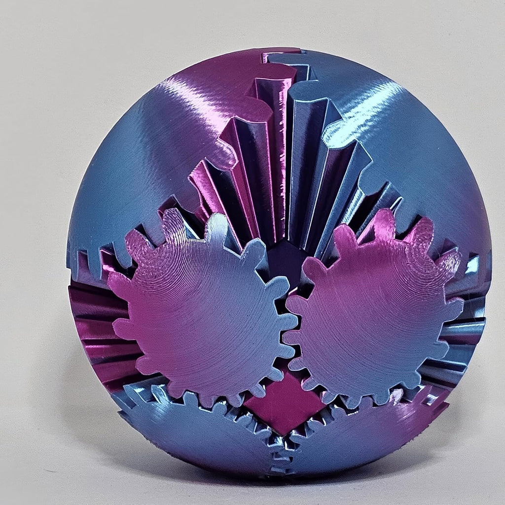 Gear Ball 3D Printed Gear Ball Spin Ball or Cube Fidget Toy, GearSphere, GearSphere - The Steampunk Whirling Wonder Fidget (H)