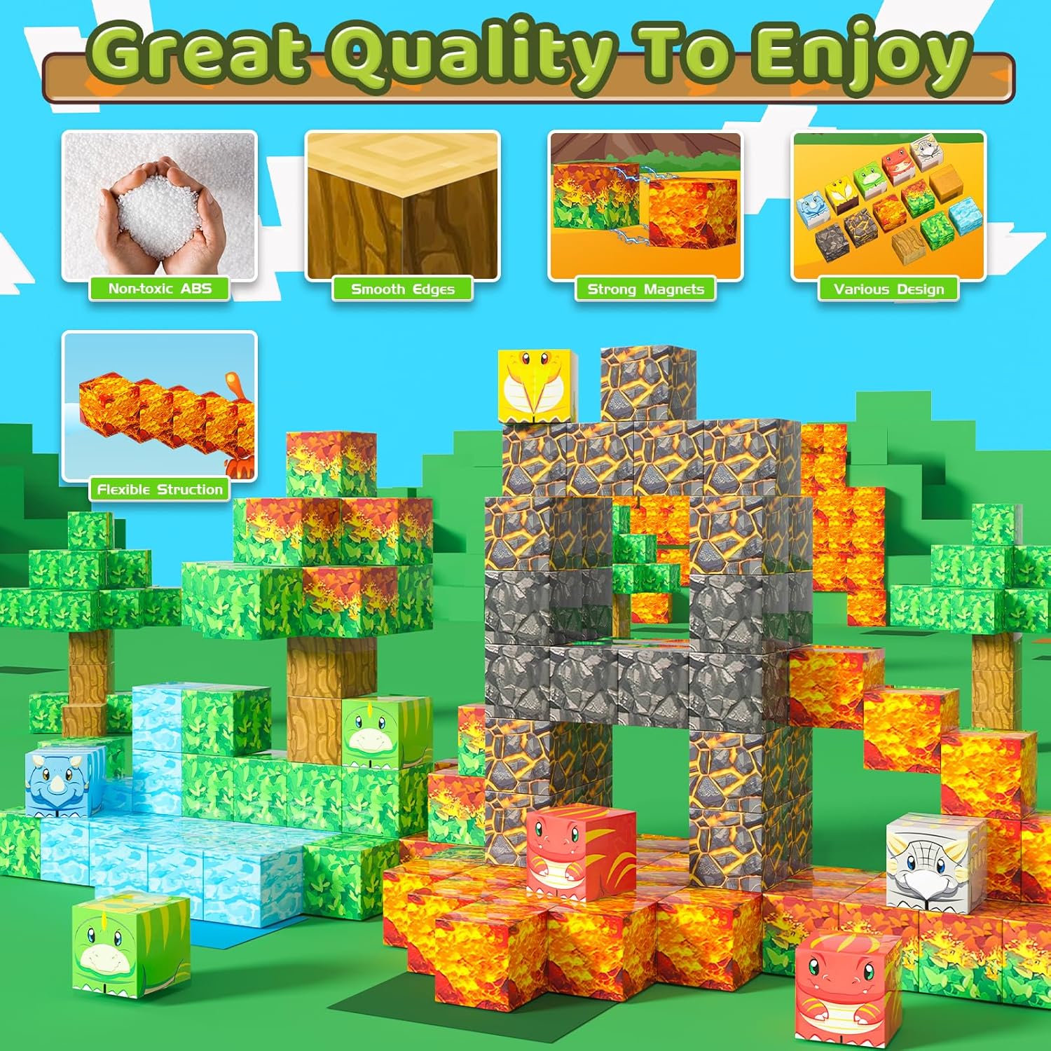 1 inch Magnetic Blocks - 120PCS Magnetic Toy Set, STEM Montessori Sensory Toys for 3+ Year Old Boys & Girls, Creative Construction Toys Gift for Toddlers Kids