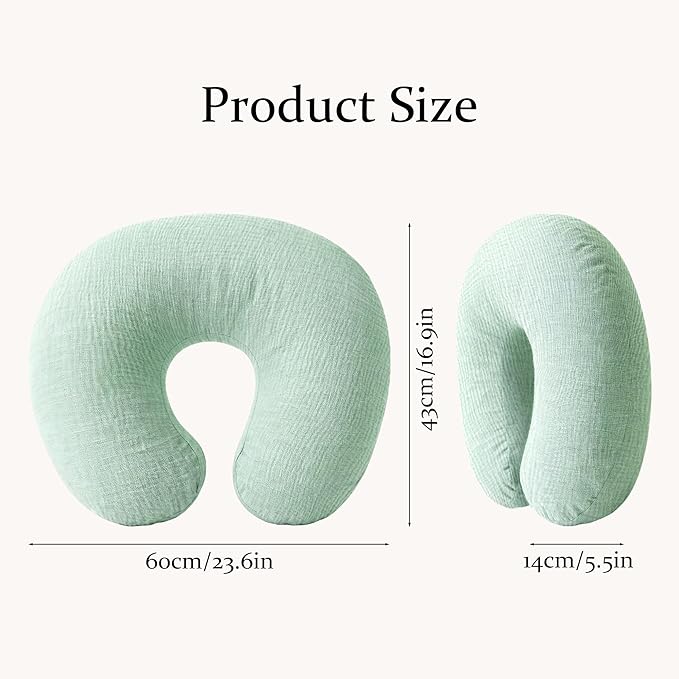 Nursing Pillow Covers, 2 Soft and Cosy Breastfeeding Pillow Covers for Standard Baby Nursing Pillows for Both Boys and Girls (Pink and Green)