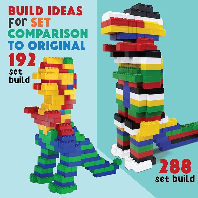 Large Building Blocks for Kids Ages 3-8 – 288 Piece Mega Set – Indoor & Outdoor STEM Toy for Boys & Girls