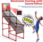 Kids Basketball Hoop Arcade Game W/Electronic Scoreboard Cheer Sound, Basketball Hoop Indoor Outdoor W/4 Balls, Basketball Game Toys Gifts for Kids 3-6 5-7 8-12 Toddlers Boys Girls
